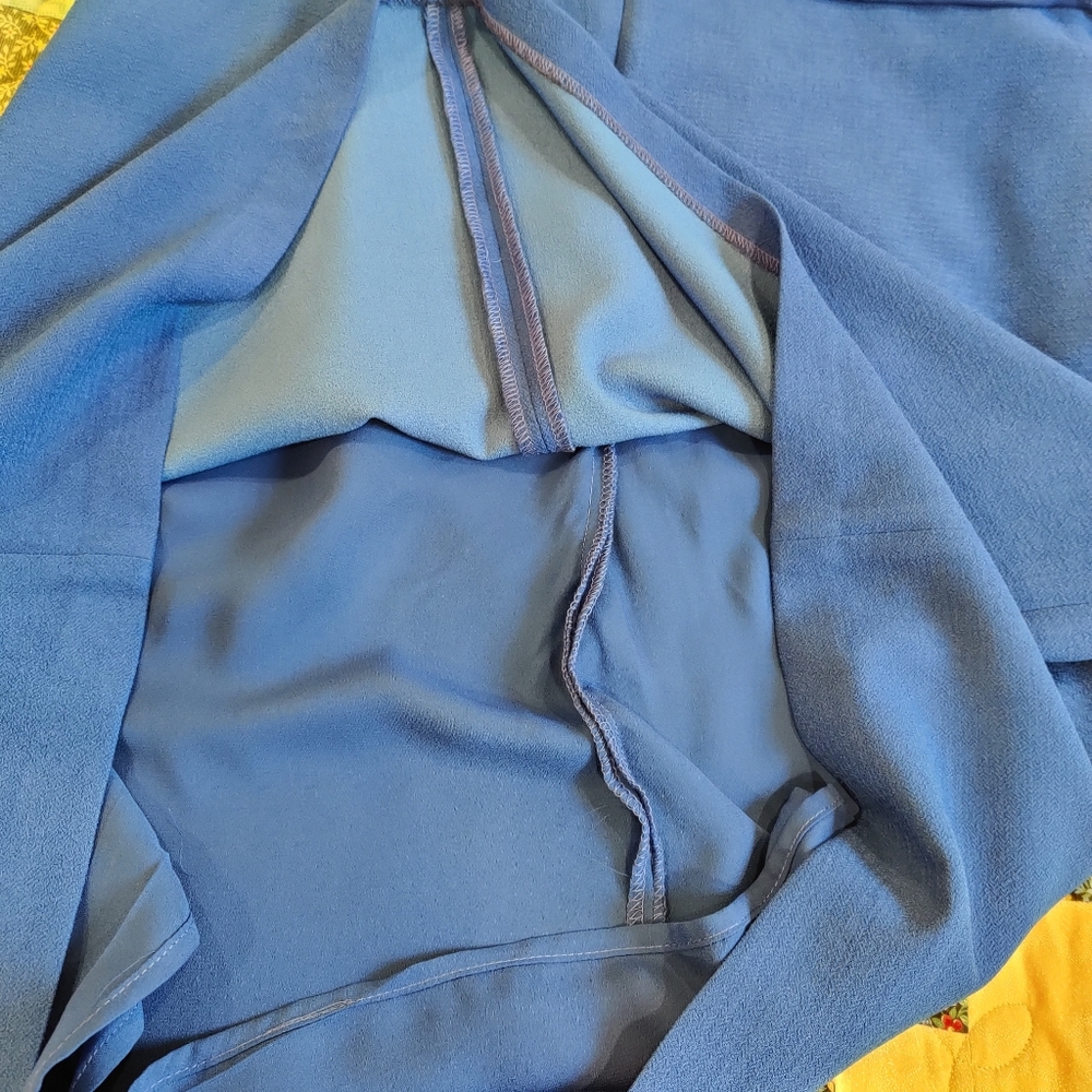 London Times Cold Shoulder Mini Cape Blue Dress - Picture 7 of 10